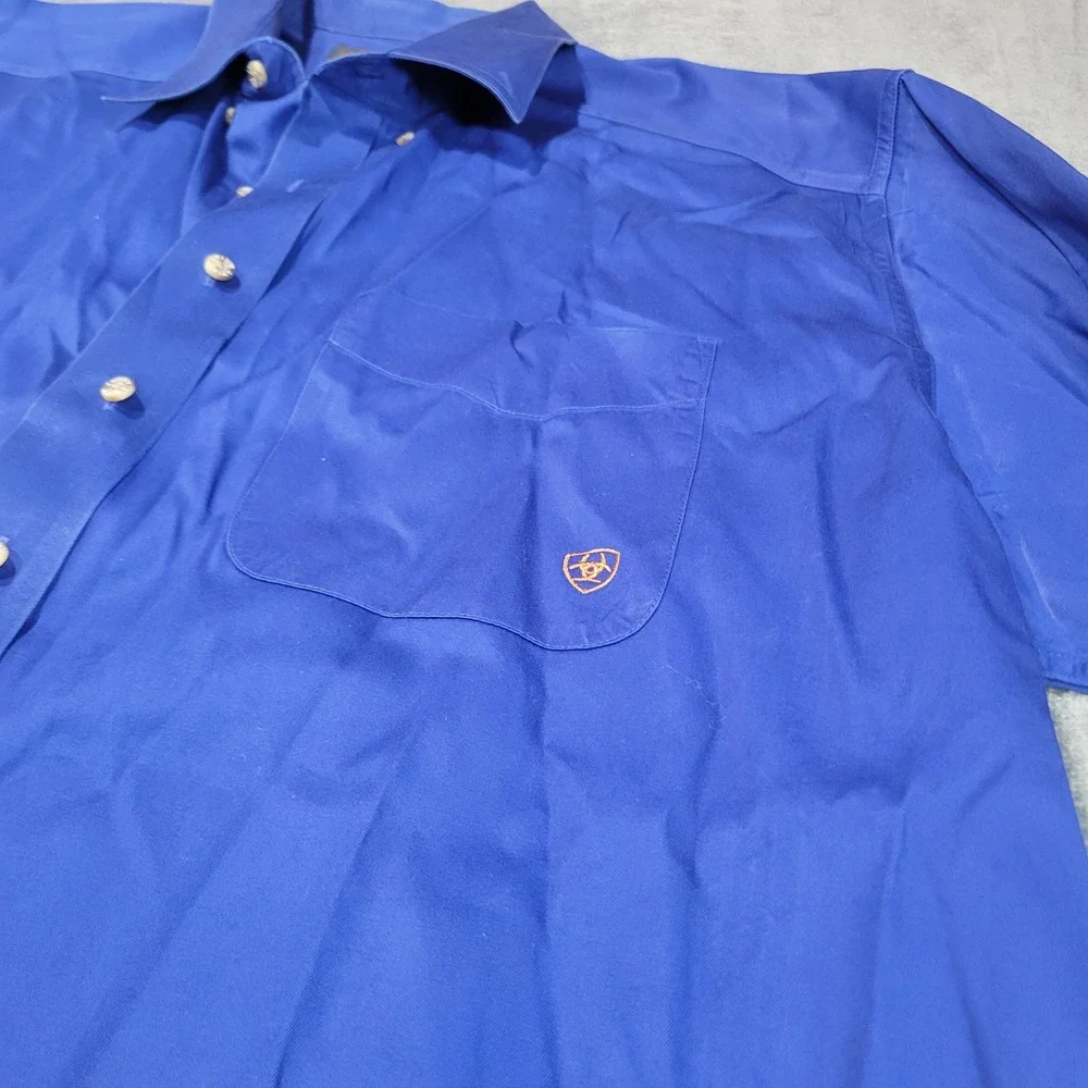 Ariat Button Down Shirt Mens XXL Blue Solid Long Sleeve Western‎ Work 10006660